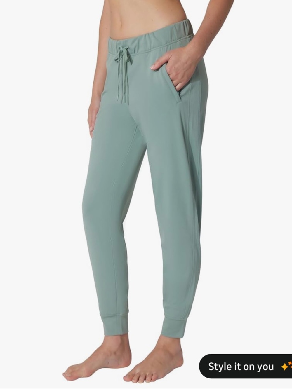 Yogalicous Womens Jogger High Rise Workout Side Pocket Pants with Drawstring - Picture 2 of 9